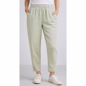 Mint Green High-Waisted Jacquard Ankle Cut Trouser Pants, S/M